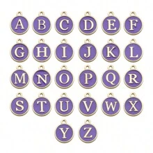 1pack Multiple Color Zinc Alloy Double-Sided Drip Oil 26 Letters Pendant Set For DIY Necklace Jewelry Accessories - Multicolor - View 11