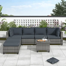 Nestfair 7-Piece Wicker Patio Conversation Set With Cushions And Coffee Table