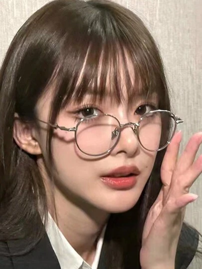 1pc New Fashion Women Metal Oval Frame Korean Style Star Decor Eyeglasses, Suitable For Daily Office Usage Clear Glasses Accessories Glasses Accessories For Women