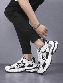 Men Comfortable Breathable Five-Pointed Star Mesh Thick-Soled Anti-Slip Wear-Resistant Lace-Up Casual Shoes