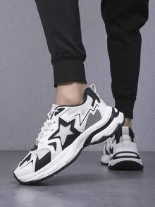 Men Comfortable Breathable Five-Pointed Star Mesh Thick-Soled Anti-Slip Wear-Resistant Lace-Up Casual Shoes