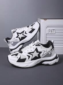 Men Comfortable Breathable Five-Pointed Star Mesh Thick-Soled Anti-Slip Wear-Resistant Lace-Up Casual Shoes