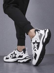 Men Comfortable Breathable Five-Pointed Star Mesh Thick-Soled Anti-Slip Wear-Resistant Lace-Up Casual Shoes