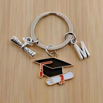 1 件合金博士毕业钥匙扣吊坠学士学位毕业礼物高年级礼物汽车配件包包挂件