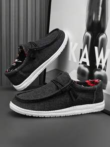 Men's Casual Shoes Fashion Black Sneakers Breathable Sports Shoes Anti-Slip Canvas Vulcanized Shoes Versatile Walking Shoes, Spring Autumn