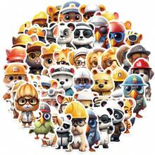 50 张防水职业动物风格励志可爱卡通贴纸，适用于复古子弹日记本装饰、手提箱、笔记本电脑、平板电脑 [儿童认证]