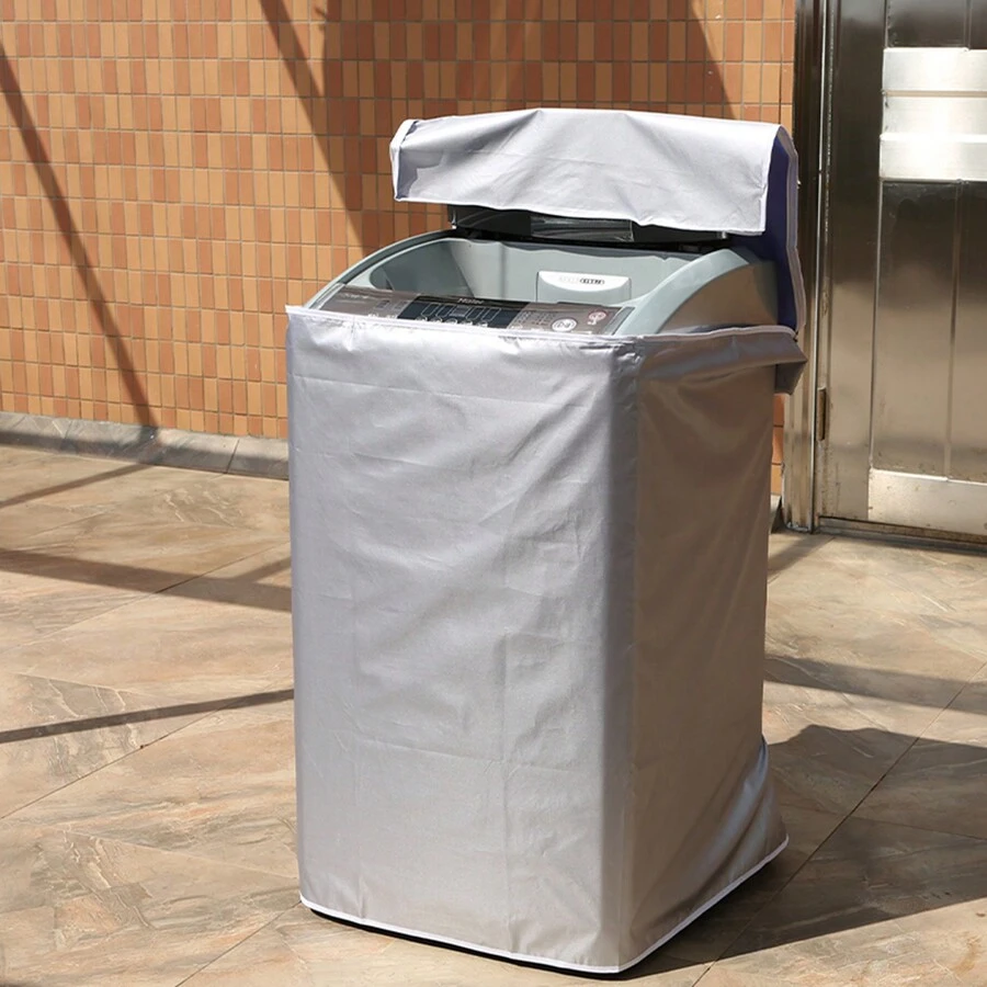 1PC Washing Machine Cover Waterproof Top Load Laundry Dryer Cover Sunscreen Cover - Silver - View 1