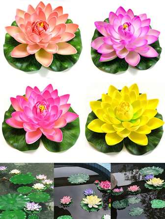 10cm/18cm Floating Artificial Lotus Fake Plant DIY Water Lily Simulation Lotus Home Garden Yard Pond Tank Decoration Ornament Micro Landscape, Valentine Day, Gift