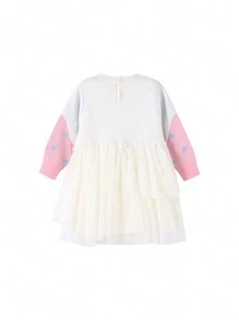 Annil Dziewczęca wiosenno-jesienna ciepła dzianinowa sukienka z długim rękawem dla dzieci