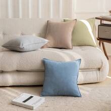 1pc Solid Color Chenille Farmhouse Pillowcase - Blue - View 7