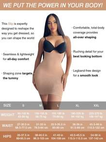 Suprenx Open Bust Sculpting Chest Support Body Shaper Dress For Women  One Piece Full Slip Tummy Control Shapewear With Adjustable Strap - Pink - View 7