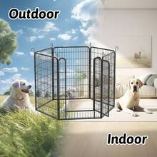 Dog Playpen Outdoor Dog Kennel Heavy Duty Metal Portable Dog Pens Indoor 39.37" Height Foldable 6 Panels Dog Fence With Gates For Large/Medium/Small Pets Puppy Playpen For RV Camping Yard - 黑色 - 查看 5