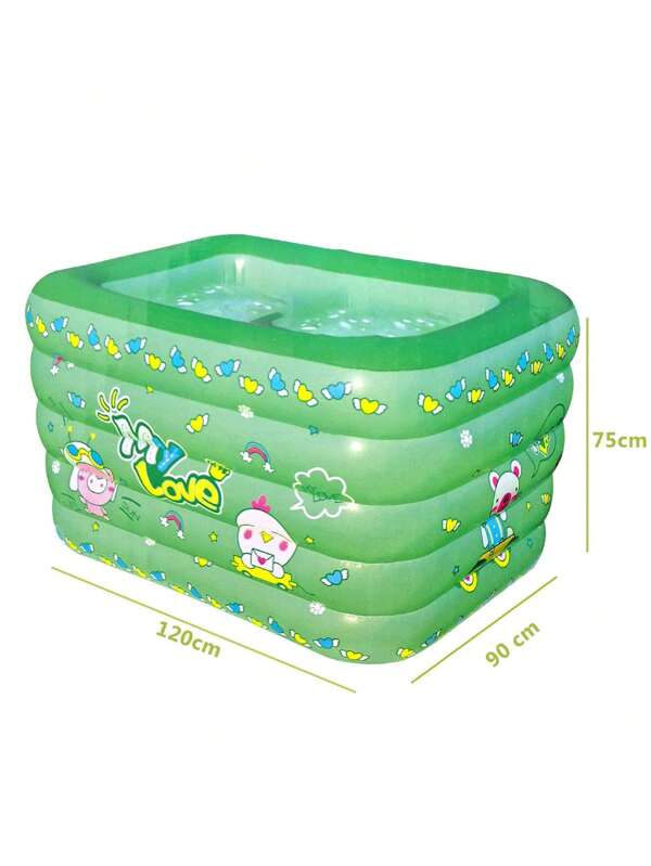 Linda Alberca Inflable Rectangular Summer Pool 120x90x75cm Gran Capacidad, Novedos, Cómoda en la Base y Diseño Cute Kawaii con Animalitos.