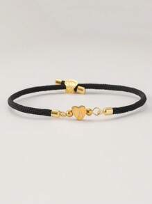1 pièce Bracelet pour femmes de 4 couleurs A-Z Initiale 26 Lettre Cœur Couleurs de plage Bracelet corde réglable Cadeau de bijoux pour la Saint-Valentin