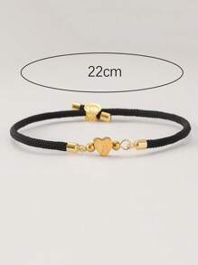 1 pièce Bracelet pour femmes de 4 couleurs A-Z Initiale 26 Lettre Cœur Couleurs de plage Bracelet corde réglable Cadeau de bijoux pour la Saint-Valentin
