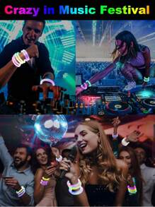 20PCS LED Light Up Bracelet Glow In The Dark Party Favor For Birthday, Carnival, Christmas, Halloween, New Year With Flashing Light And Glow Sticks Neon Party Accessories For Wedding Decoration