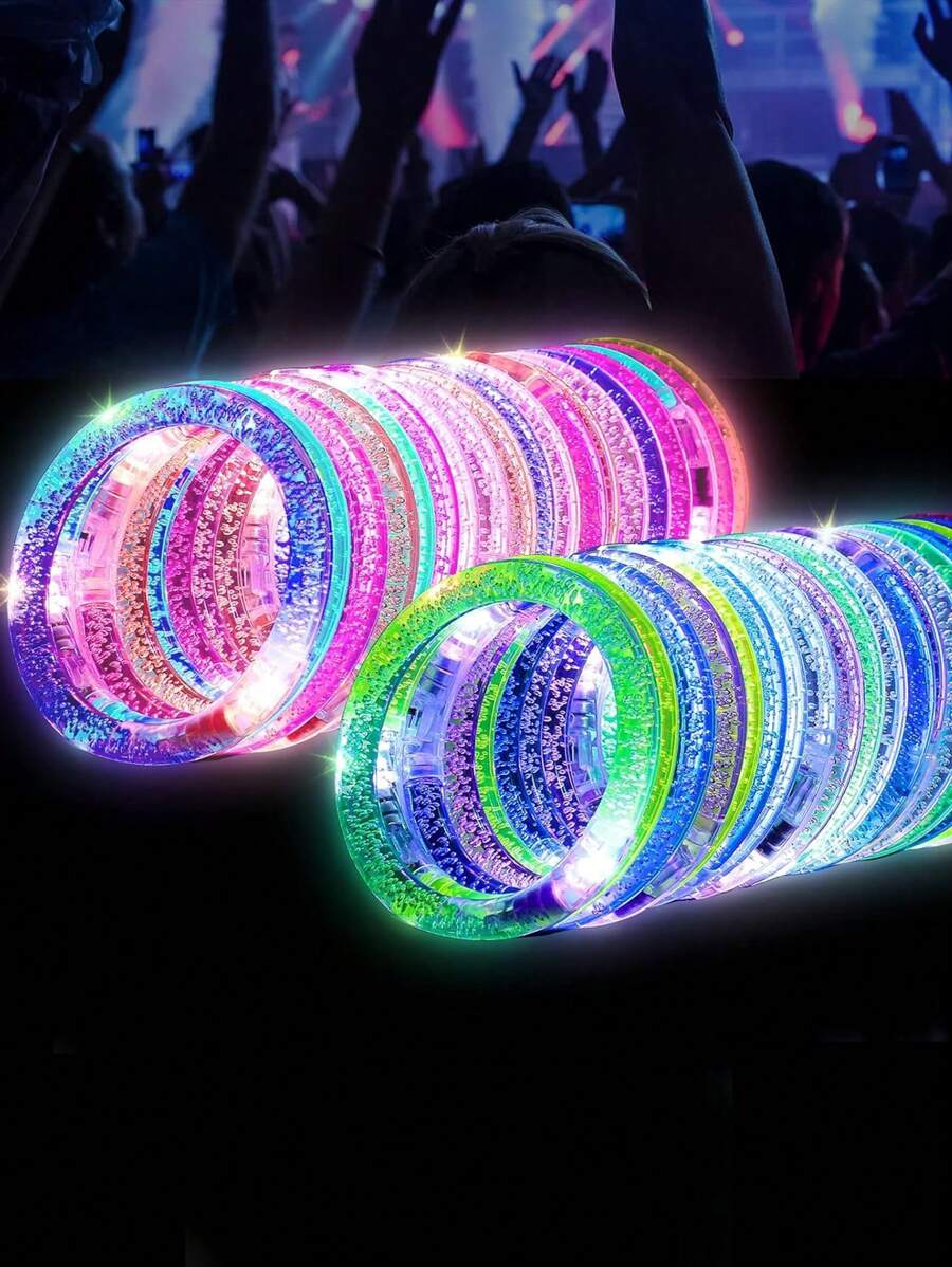 20PCS LED Light Up Bracelet Glow In The Dark Party Favor For Birthday, Carnival, Christmas, Halloween, New Year With Flashing Light And Glow Sticks Neon Party Accessories For Wedding Decoration