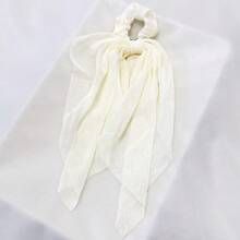 1 件乳白色扭纹蝴蝶结弹性发圈，甜美优雅，适合户外和日常使用，蝴蝶结配饰，发带，发饰，马尾辫夹，发圈，发圈 - 乳白 - 查看 4