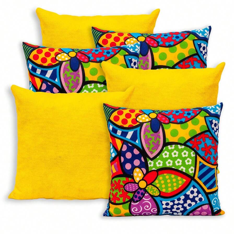 Kit Of 6 Gorgurinho Cushion Covers 40cmx40cm Plain And Printed - 羅梅羅/黃色 - 查看 1