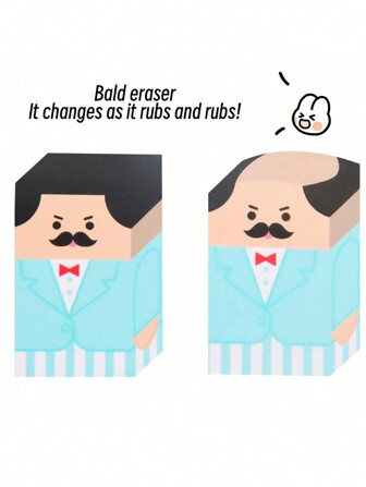 1入/2入/4入 組隨機創意禿頭橡皮擦，卡通新奇有趣橡皮擦，有趣的學生文具，熬夜讀書禿頭光頭模型橡皮擦，學生禮品獎品