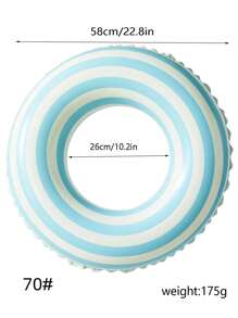 1pc PVC Thick Small Retro Blue Striped Swim Ring, Outdoor Inflatable Sport Accessory