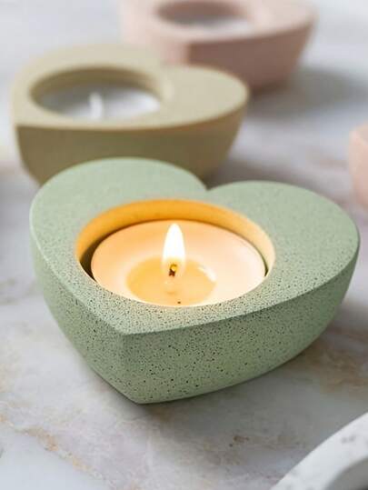 1pc Love Candle Holder Silicone Mold DIY Epoxy Resin Mold Heart-Shaped Candlestick Mold Home & Festival Decoration Set Dining Table Tool