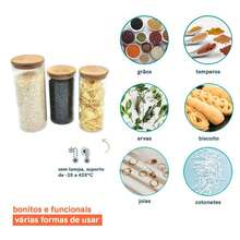 Conjunto de Potes Herméticos com Tampa de Bambu - 3 Peças Oikos