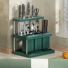 Multi-Functional Kitchen Countertop Storage Rack With Water Collecting Tray, Can Hold Chopsticks, Knives, Spoons, Etc. Keeping Your Kitchen More Organized