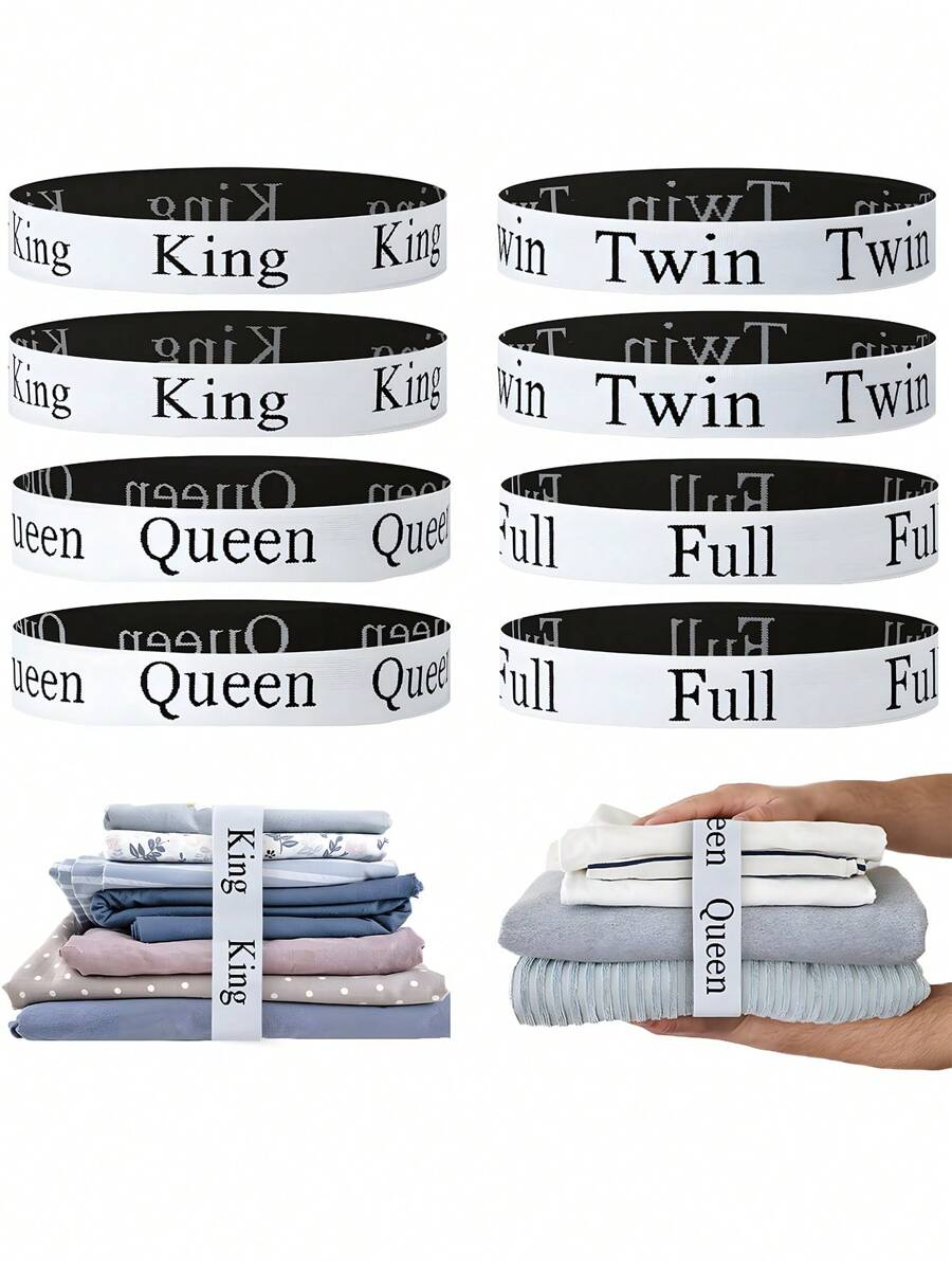4pcs/Set Linen Label Bedding Straps, Including Bed Sheet Straps, Bed Sheet Holder Clips, Storage Label Belts And Wardrobe Sheet Straps - White - View 1