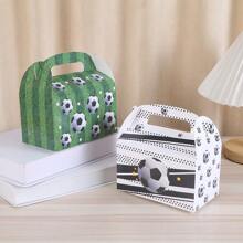 12pcs/Set 16*9*9cm Football Series Gift Boxes For Party Favor, Hand-Held Packaging & Storage Cardboard Box With Green Grass Pattern - White - View 1