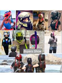 1 Pieza Trenza de casco de 20 pulgadas de negro a rojo con ventosa desmontable con lazo, decoración de coletas para casco de motocicleta en múltiples colores para Navidad, Año Nuevo, Carnaval y festivales musicales (casco no incluido) - Marrón - Ver 11