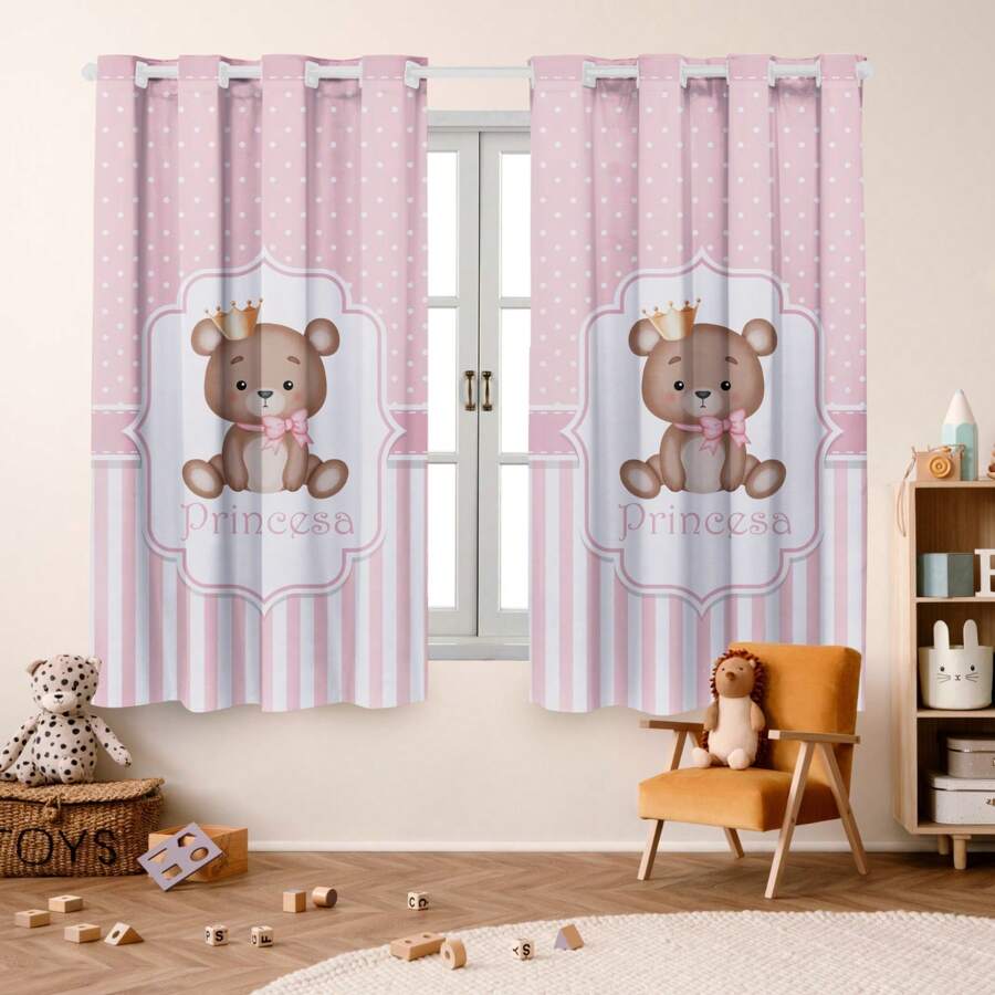 Children's Blackout Curtain Bears 2.00Lx 1.40A (Light Blocking, Baby, Child, Window)