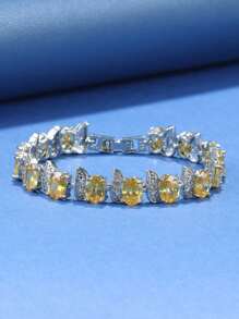 12 Màu Sắc 925 Mạ Bạc Lãng Mạn Phụ Kiện Weddingdreese Đính Đá Cubic Zirconia Đầy Màu Sắc Trang Sức Thời Trang Cô Dâu Vòng Tay Chuỗi Quyến Rũ Vòng Đeo Tay Cho Nữ Quà Tặng - Kết hợp 1 - Xem 12