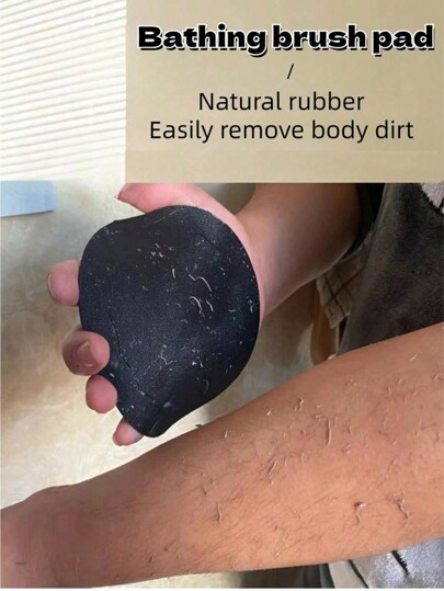 1pc Black Rubber Bath Brush, Exfoliating Body Scrub For Home Shower, Bath Accessory, Bathing Tool, Pain-Free Exfoliating Scrubbing Towel, Popular Deep Cleansing