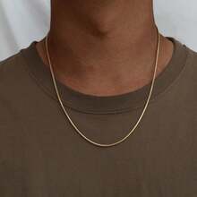 Collar redondo minimalista de serpiente para hombres y mujeres, cadena de serpiente de acero inoxidable dorado y plateado, resistente al agua y no se desvanece, regalo de joyería de moda para hombres y mujeres - collar - Ver 2