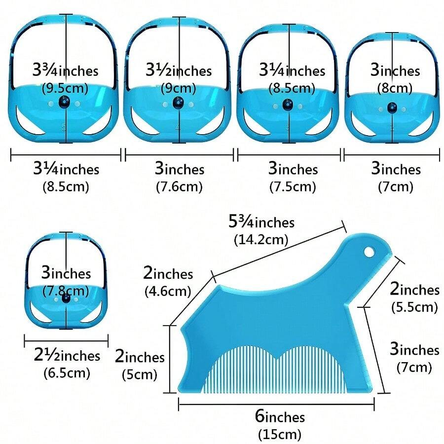 New Set Of 5 Sizes Of Beard And Goatee Styler And Beard Styler Ruler ...