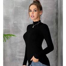 Blusa Térmica Afelpada Manga Larga Cuello Alto 2 Uds,Paquete de 2 camisas de cuello alto para mujer, manga larga, cuello alto ajustado, suaves, elásticas, térmicas, básicas, ropa interior ,playera térmica básica de manga larga para mujer, ligera, cuello falso, ajuste delgado, suave, de capa - Negro + Rosa - Ver 7