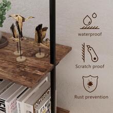 Ladder Shelf 4 Tiers Metal Industrial Bookshelf,Brown Wood Tall Open Storage Rack And Display Shelves,Wall Mount Wide Book Case For Home Office Bedroom,Small