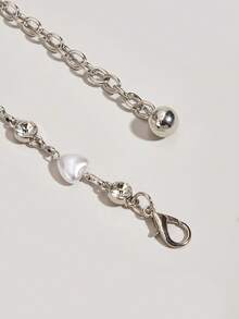 1 件女士时尚心形珍珠水晶腰链，金属腰带，适合连衣裙，时尚腰带，适合日常穿着 - A - 查看 4