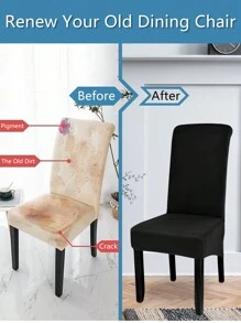 1pc/4pcs/6pcs Spill Proof Stretch Solid Color Silk Milk Dining Chair Covers, Dust Proof Decorative Universal Chair Slipcovers For Restaurants, Living Rooms, Hotels