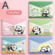 A4 Document Bag, Large Capacity, Button Closure File Pouch, Cute Cartoon Multifunctional Folder Storage Bag - Multicolor - View 3