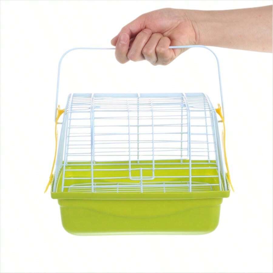 1pc Green Plastic-Wire Combination Portable Cage Suitable For Birds, Hamsters, Parrots And Other Small Animals - Green - View 1