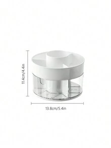 Desktop Storage Box Rotating Grid Stationery Storage Box Thickened Cosmetics Plastic Storage Box 360-Degree Rotation Dust-Proof Transparent Large Capacity Multi-Purpose - White - View 2