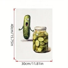 1片無框帆布海報，現代藝術，有趣的泡菜水彩畫，適合臥室、客廳、走廊的理想禮物，牆面裝飾，冬季裝飾，房間裝飾 - 彩色 - 查看 6