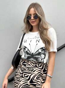 T-shirt Feminina BEAUTIFULL Camiseta 100% Algodão - Creme