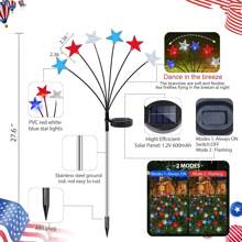1個太陽能七月四日裝飾戶外燈，紅白藍6-LED星星釘燈，防水愛國主義花園草坪庭院裝飾，適用於國殤紀念日 - 紅+白+藍 - 查看 12