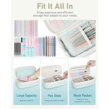 39 PCS Aesthetic School Supplies With Cute Pen Case, 12 Pastel Highlighters, 5 Black Ink Gel Pens, 6 Mechanical Pencils Set 0.5 & 0.7mm For Students Stationary College Essentials - 藍色 - 查看 3