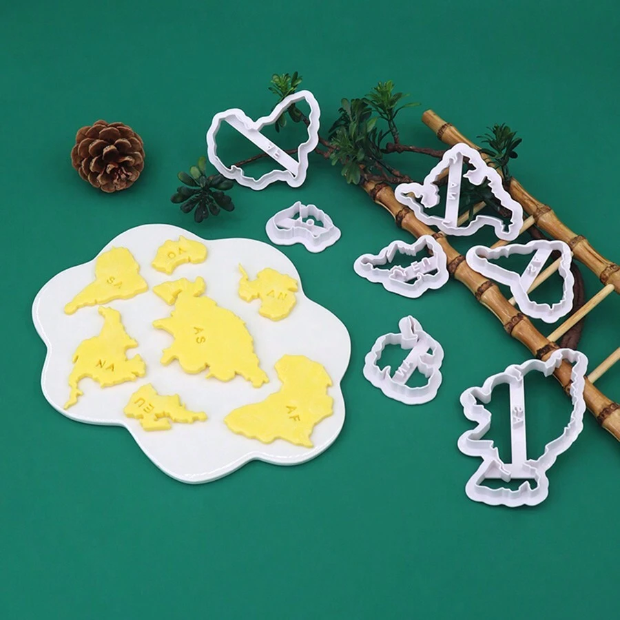 World Map Cookie Cutter, Seven Continents Pastry Cutter - White - View 1