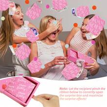 Happy Birthday Surprise Gift Box Explosion For Money -10 Pcs Pop Up Exploding Box With Confetti - Birthday Money Box For Cash Gift Funny - Folding Bouncing Gift Box Pink For Wife Mom Friend Women - Birthday Bounce Box - View 6