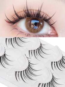 5 pares de pestañas postizas transparentes naturales de anime de pequeños demonios, pestañas postizas asiáticas, reutilizables - Pestañas Naturales - Ver 1